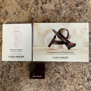 NIB Laura Mercier sample bundle of setting powder, blurring primer, blush